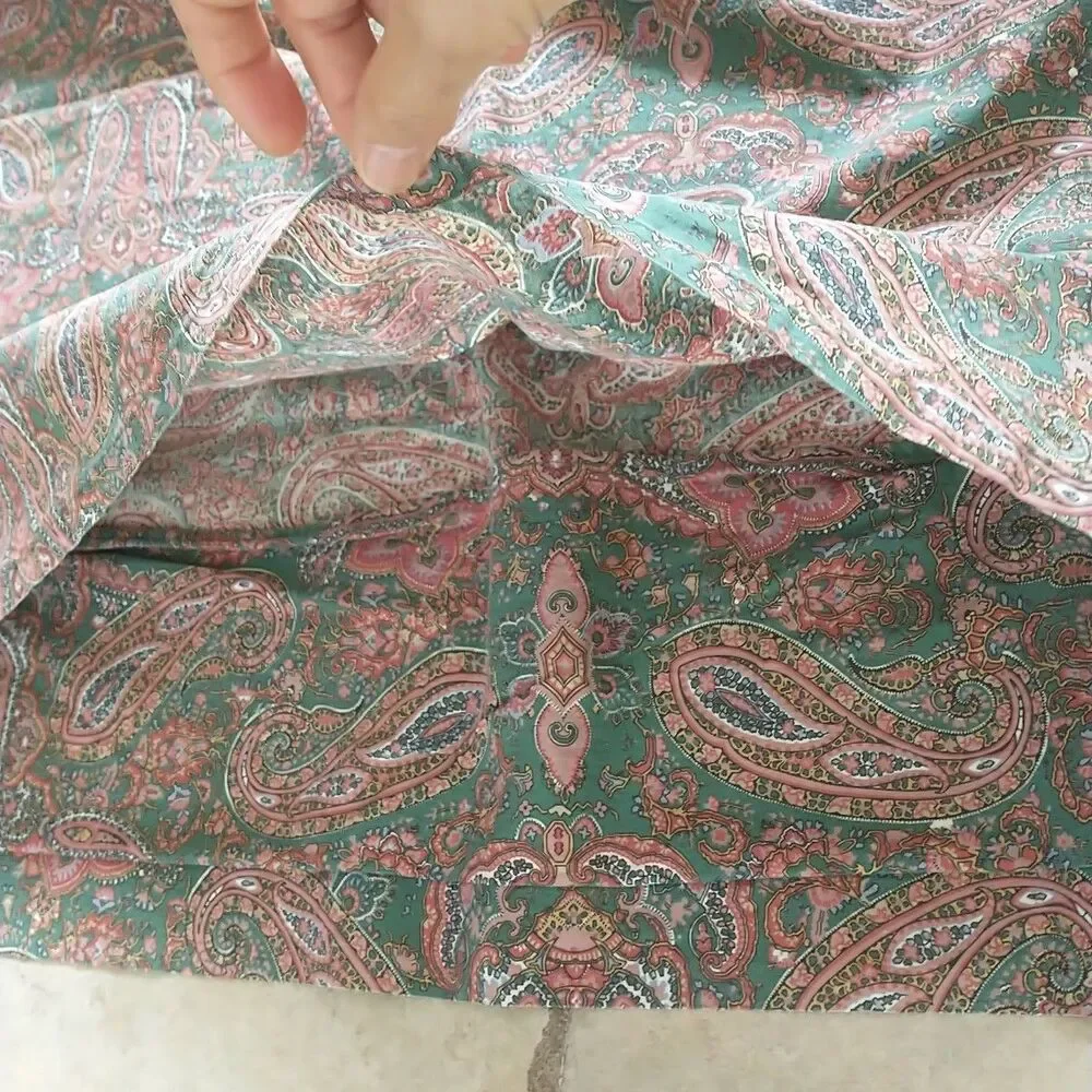 VTG Ralph Lauren Pillow Cover Paisley Floral Green Red Square 30x31